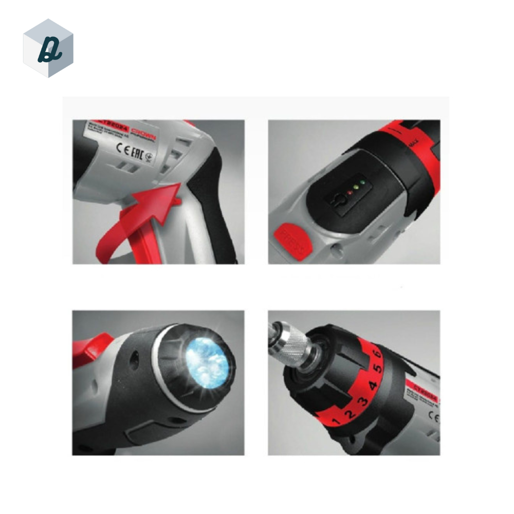 Visseuse Tournevis Electrique Rotative Sans Fil 3,6V Avec Torche CROWN | CT22024