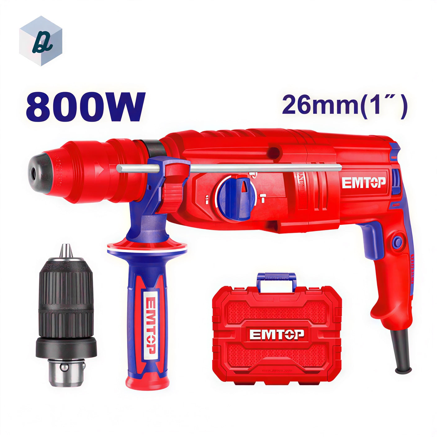 Marteau Perforateur SDS Plus 800W 2.5J Double Mandrin Professionnel EMTOP | ERHRL802