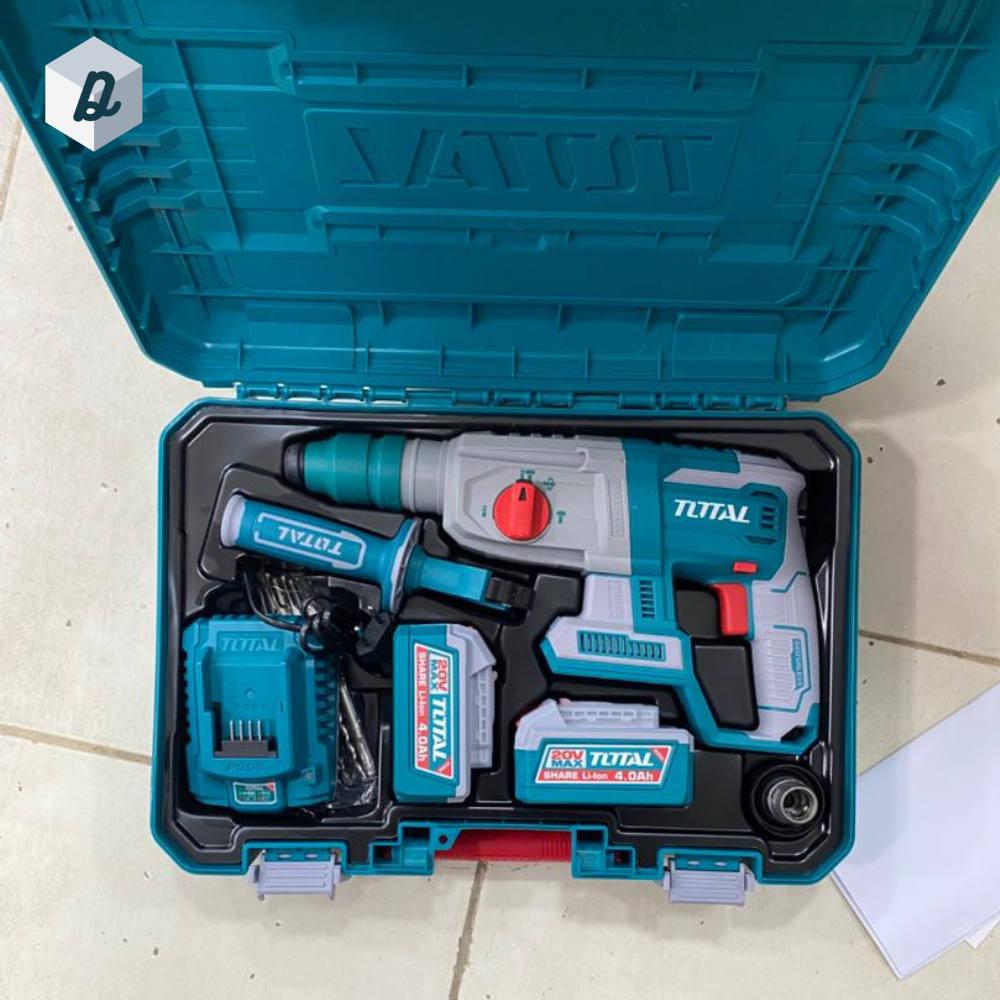 Marteau Perforateur Double Mandrin Sans Fil 20V 4Ah (2 Batteries) TOTAL | TRHLI202289