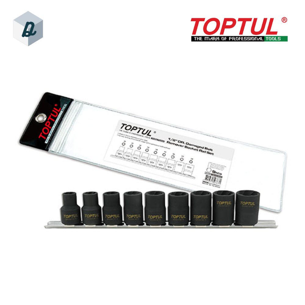 Jeu de Douilles Extracteurs de Boulons Endommagés 9 Pièces 1/2", 10–19 mm TOPTUL | GAAG0903