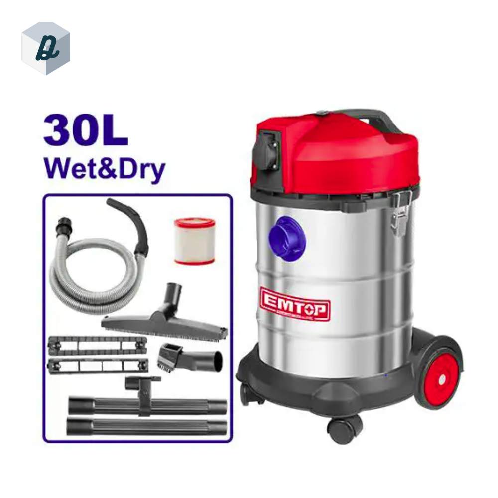Aspirateur Eau et Poussière 1400W 30 Litres Flexible De 1,5 mètres EMTOP | EVCR1401