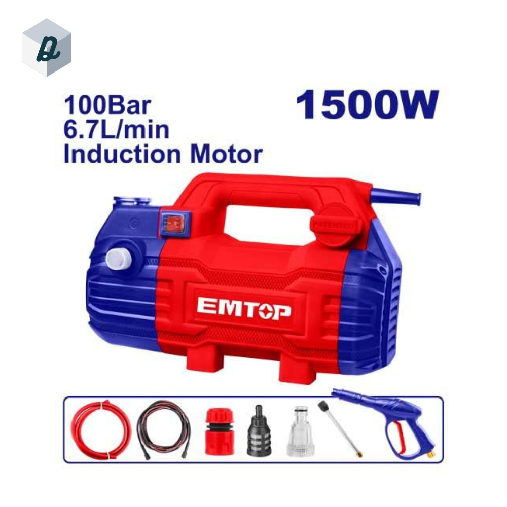 Nettoyeur Haute Pression 1500W 100Bar Avec Tuyau métallique 8M EMTOP | EHPW1501