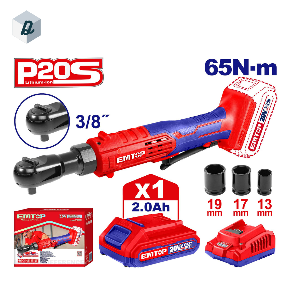 Clé à Cliquet électrique sans fil Lithium-Ion EMTOP | EDRL206015