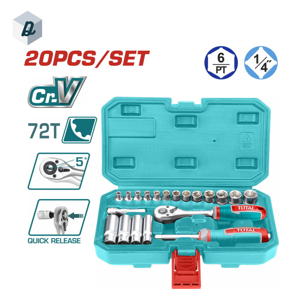 Coffret de 20 Douilles 1/4" TOTAL | THT141201