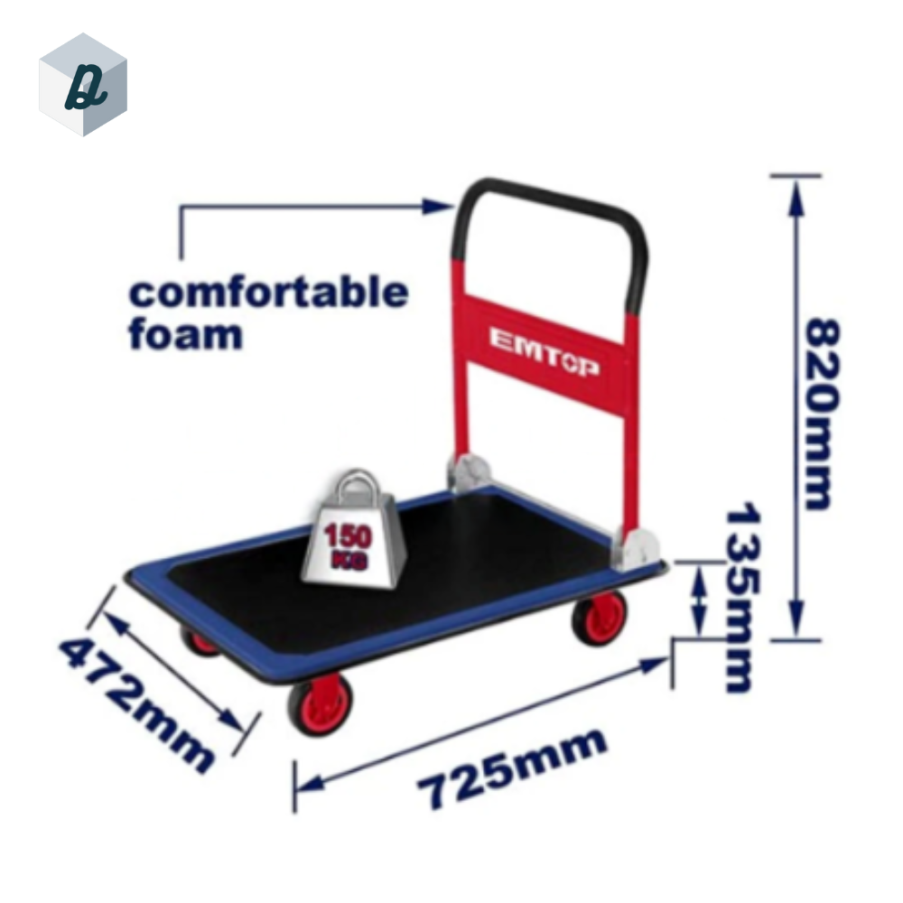 Chariot Pliant 150kg 725 x 472mm EMTOP | EWBW1501