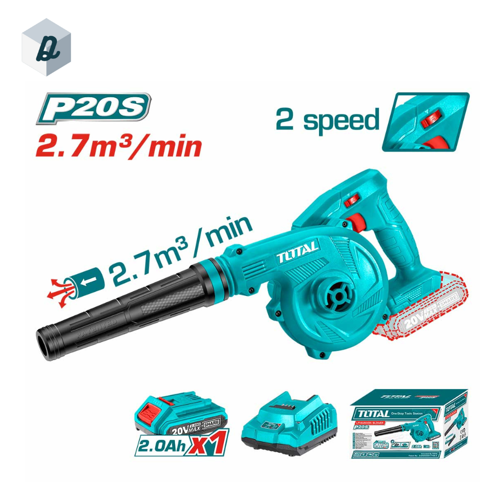 Souffleur et Aspirateur Sans Fil Total 20V avec Batterie et Chargeur TOTAL | TABLI200181