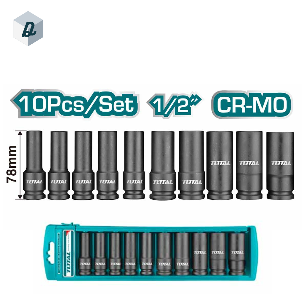 Lot de 10 Douilles à Choc Profondes 1/2″ TOTAL | THKISD12102L