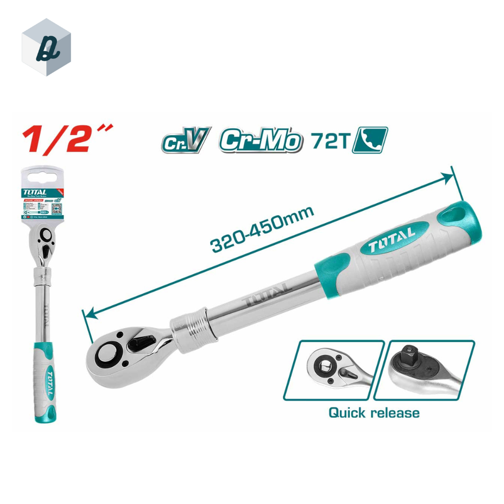 Bras à cliquet extensible 1/2" 320-450mm TOTAL | THT106128L