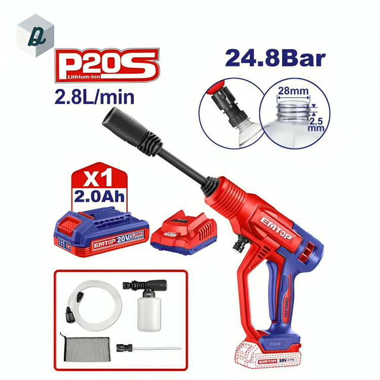 Nettoyeur Haute Pression Sans Fil 20V avec Batterie & Chargeur EMTOP | ELPW20362
