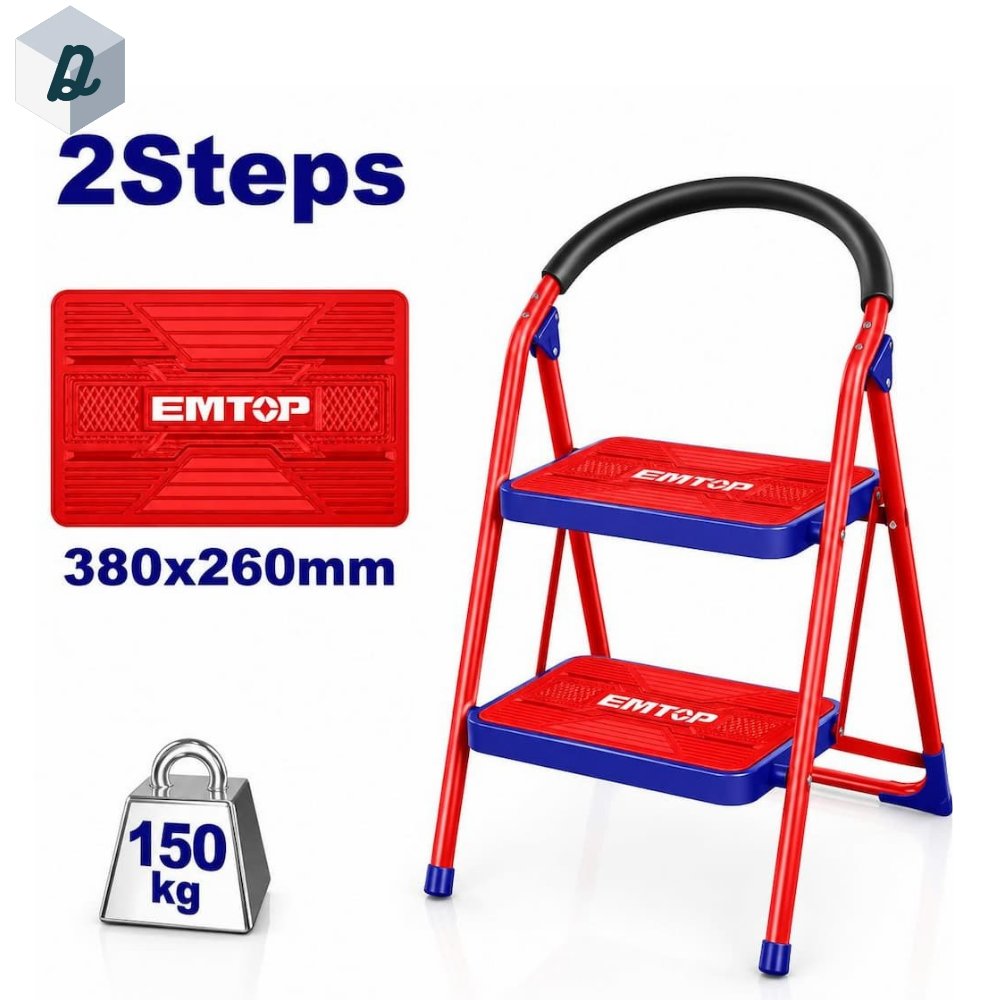 Escabeau 2 marches 150kg EMTOP | ESLR1021