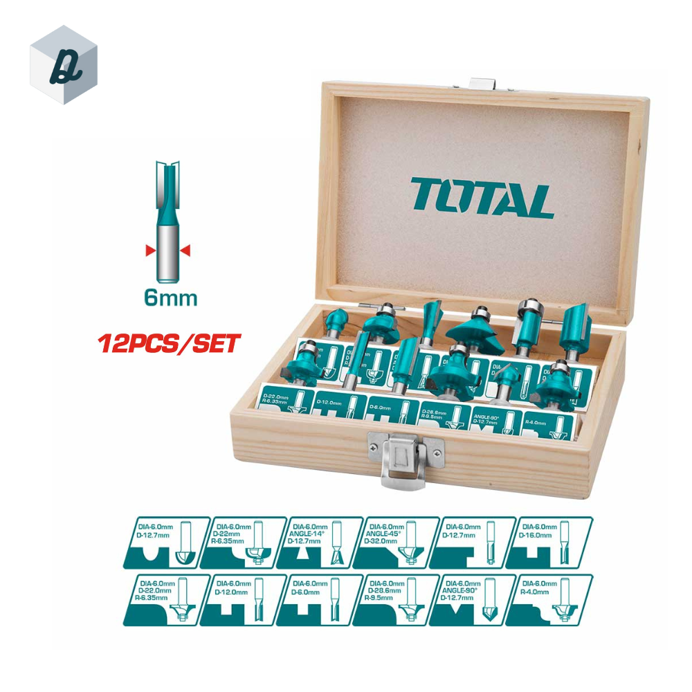 Ensemble de 12 Mèches de Routeur au 6mm TOTAL | TACSR0121