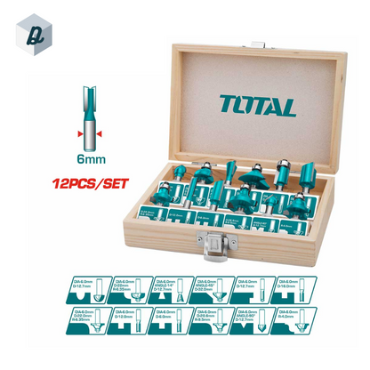 Ensemble de 12 Mèches de Routeur au 8mm TOTAL | TACSR0121