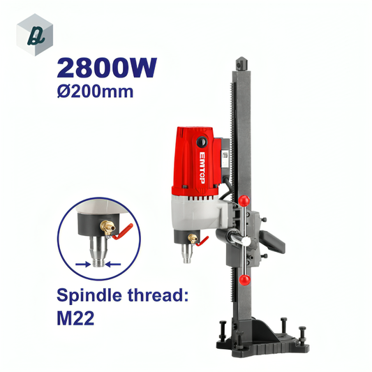 Carotteuse à Béton 2800W 200mm avec Support de Perçage EMTOP | EDDM280020