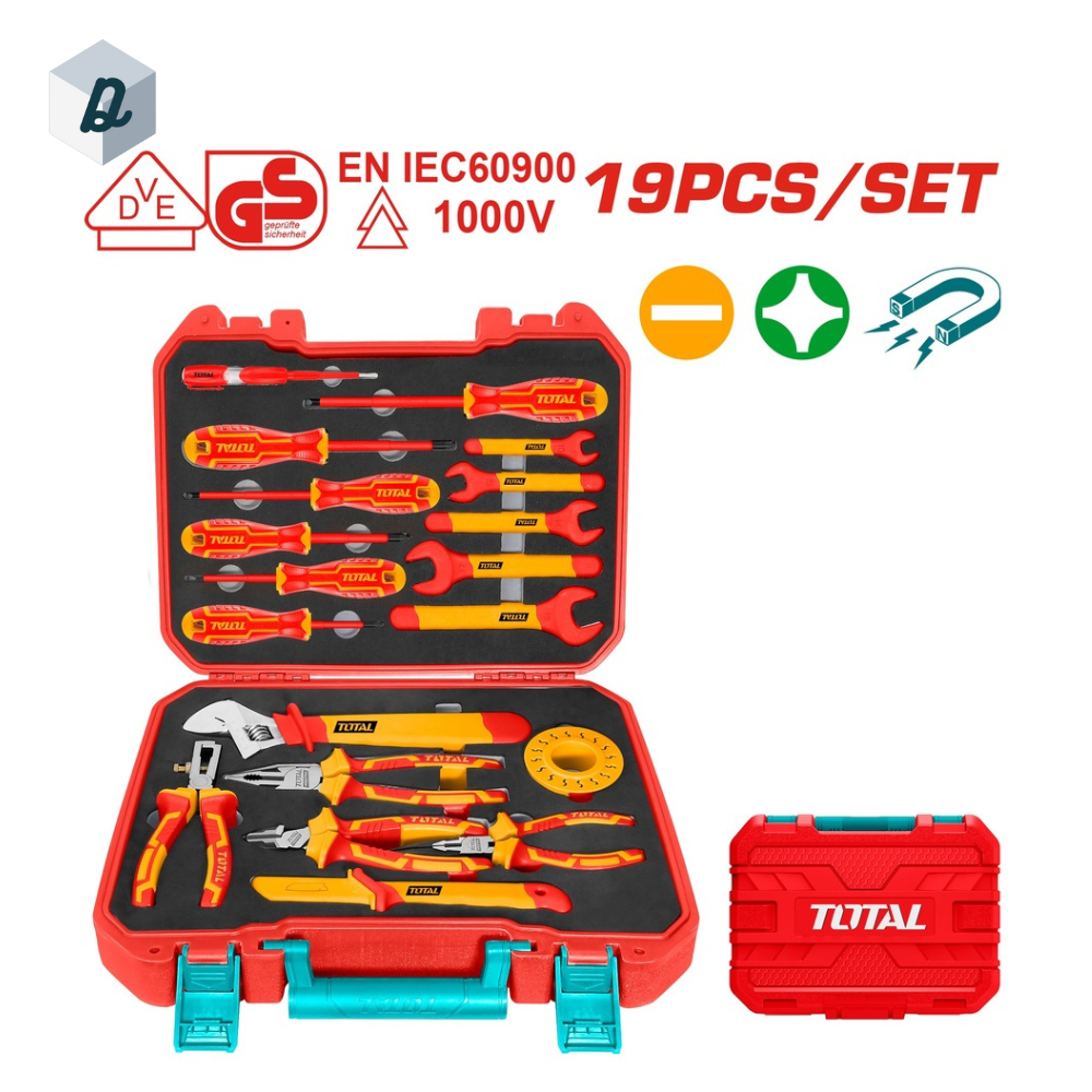 Valise d'outils à main isolés 1000V 19Pcs TOTAL | THKITH1901