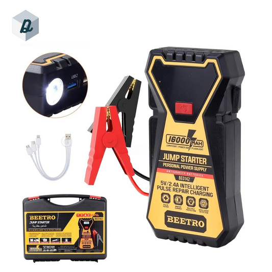 Chargeur Démarreur 600A et Power Bank 16000mAh avec Torche LED et Valise BEETRO | BE0142