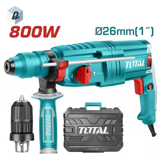 Marteau Perforateur Double mandrin avec mallette et 5 pcs 800W TOTAL | TH308268-2
