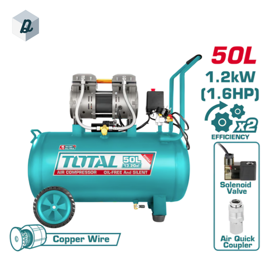 Compresseur d’air 50L Silencieux Sans Huile TOTAL | TCS1120508