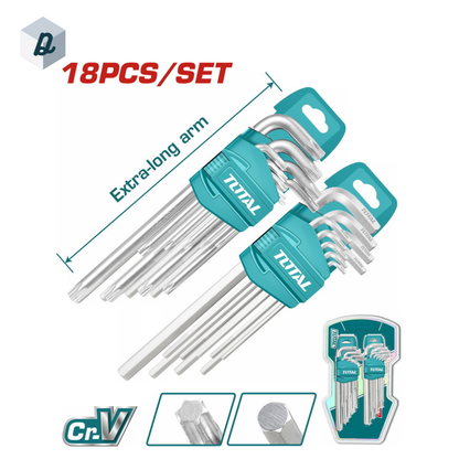 Jeu de 18 Clé allen et étoile TOTAL | THT106KT0181