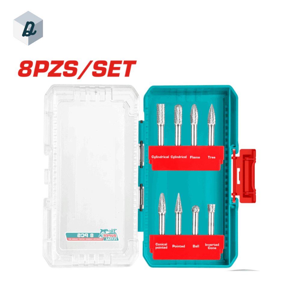 Jeu de 8 Fraises en Carbure de Tungstène de 6 mm TOTAL | TACSDL10801