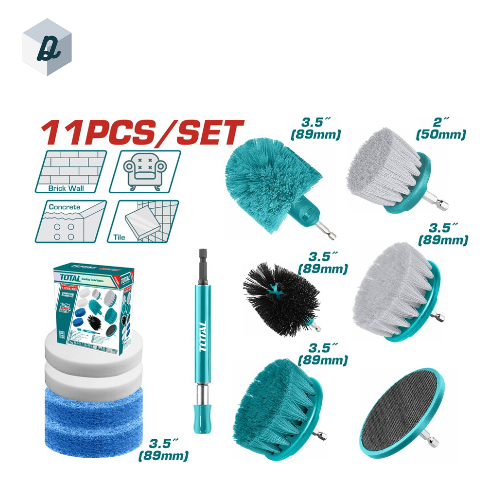 Ensemble de 11 brosses de nettoyage pour Visseuse TOTAL | TACB1101