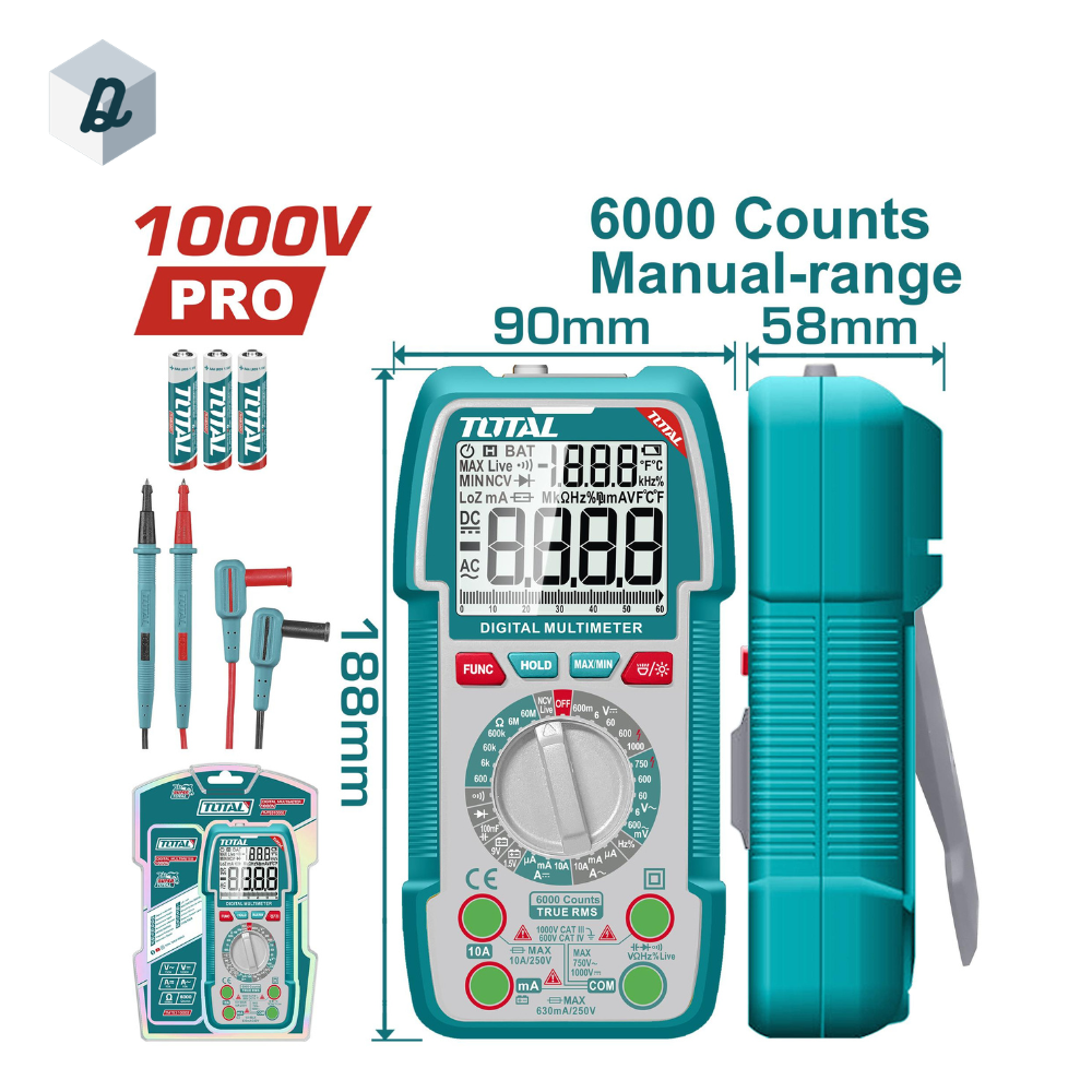 Multimètre Digital 1000V True RMS TOTAL | TMT5310002