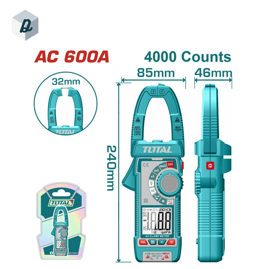 Pince Ampèremétrique Digitale 600A AC/DC True RMS TOTAL | TMT766001
