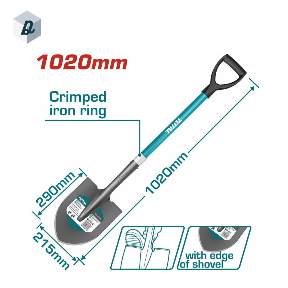 Pelle American en Acier avec Manche en Fibre de Verre TOTAL | THTH12102