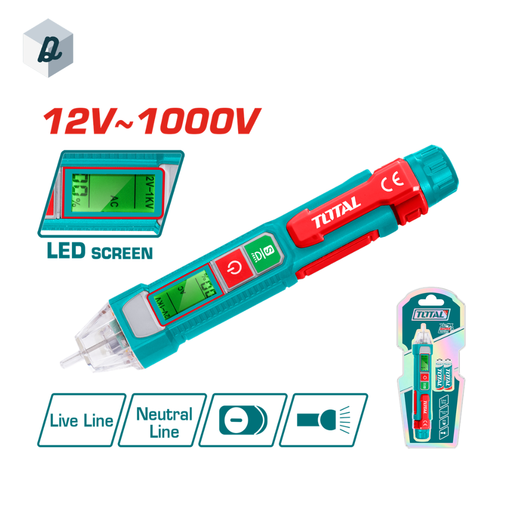 Stylo Testeur de Tension Sans Contact 12–1000V TOTAL | THT210003
