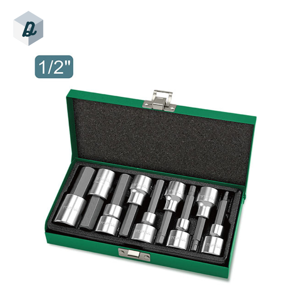 Jeu de Douilles Embouts Hex Longs 1/2" 9 Pièces TOPTUL | GAAD0905