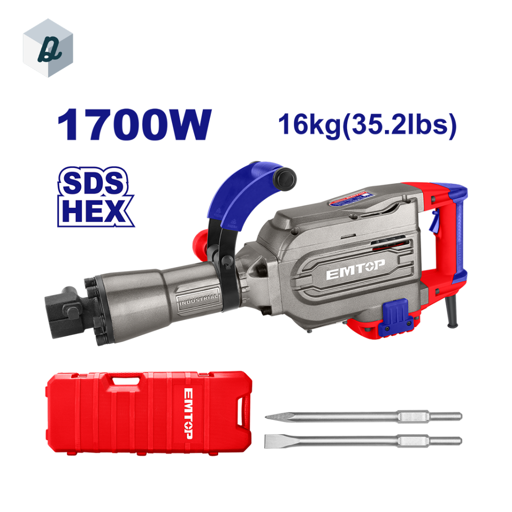 Marteau Démolisseur 1700W 45J 16Kg Professionnel EMTOP | EDBRH1701