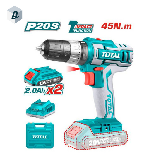 Visseuse & Perceuse Sans fil Double batterie et charger 20V & caisse TOTAL | TIDLI200215