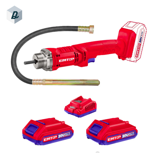 Vibrateur à Béton Sans fil 20V avec 2 batteries 2.0Ah et Chargeur EMTOP | ECVL2023013