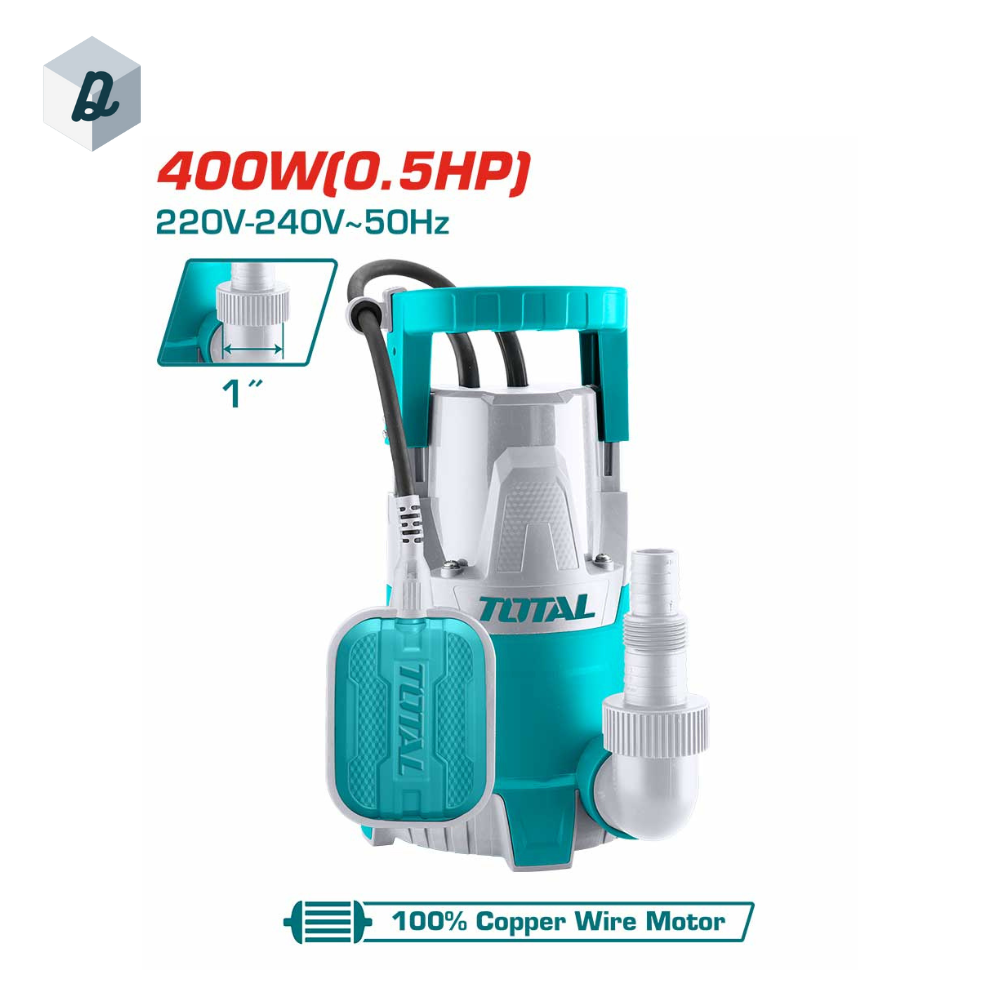 Pompe Vide Cave Submersible 400W Avec Câble de 9m TOTAL | TWP64006