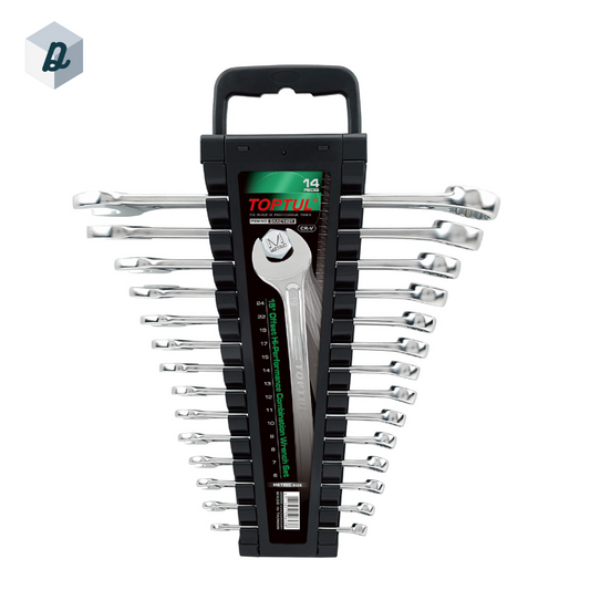 Jeu de Clés Mixtes Haute Performance Décalées à 15° - Support de Rangement - Métrique TOPTUL |  GAAC1401