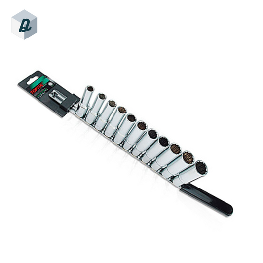 Jeu de Douilles Longues 11 Pièces 10–22 mm, 12 Pans, Carré 1/2", TOPTUL | GAAQ1105