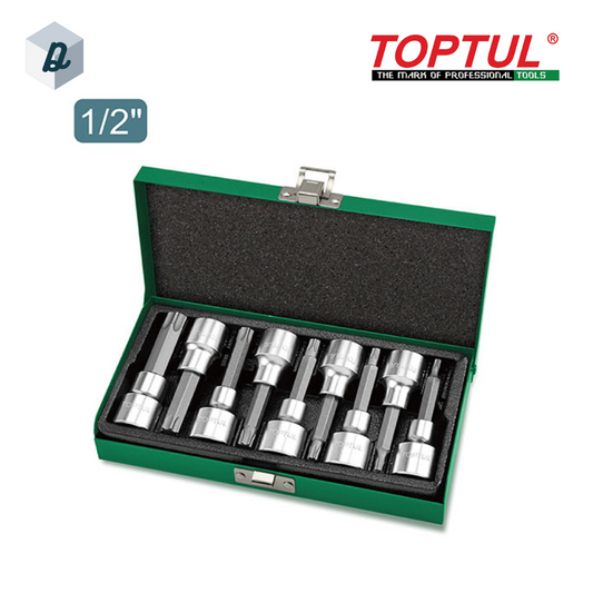 Jeu de Douilles Longues étoile 1/2" 9 pièces TOPTUL | GAAD0906