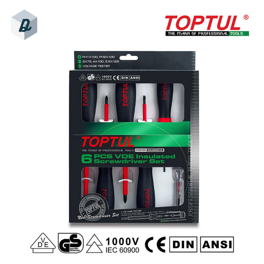 Ensemble de 6 Tournevis Isolés pour électricien 1000V TOPTUL | GAAE0612