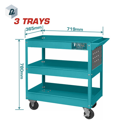 Chariot à Outils Métallique à 3 Étages TOTAL | THPTC301