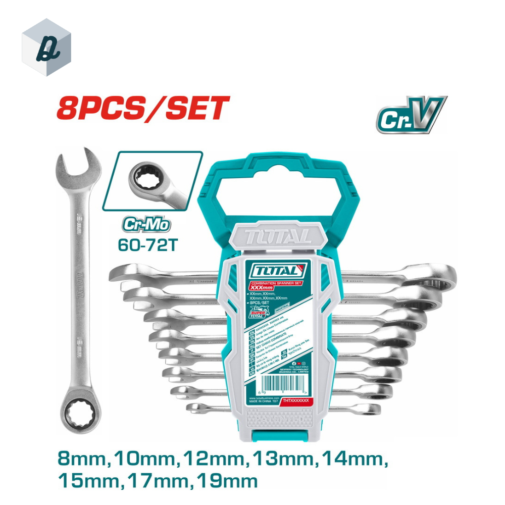 Jeu De Clés À Cliquet 8-19mm 8PCS TOTAL | THT102RK086