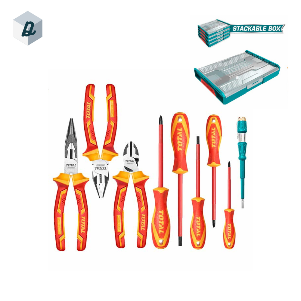 Ensemble d'Outils à Main Isolés 1000V 9Pcs avec Valise TOTAL | THKTV02H091