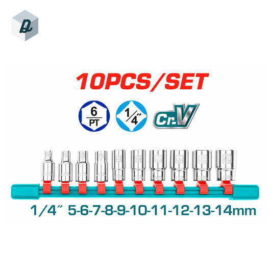 Lot de 10 douilles 1/4″ TOTAL | THT1411023