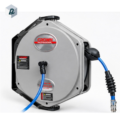 CROWN Professional Enrouleur de tuyau d’air comprimé automatique 20 m, 16 bar | CTHRP0002